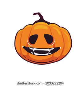 Halloween decoration
pumpkin monster head. Vector cartoon character isolated on white background.