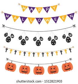 Halloween decorations. Halloween bunting flags.Vector illustration.