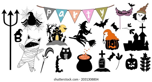 Halloween decorations designed in black and white orange tones to match the Halloween theme for backgrounds, Halloween decorations, t-shirts, mugs, pillows, stickers, cards, wallpapers, blanket design