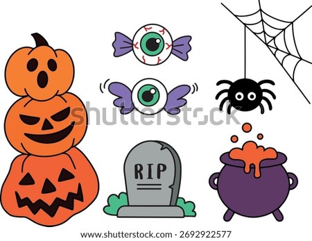 Halloween decorations set  vector illustration	