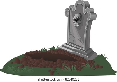 Halloween decorations tombstone and dug grave