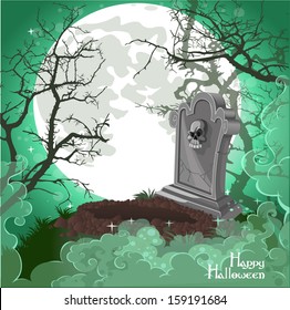 Halloween decorations tombstone on Halloween card