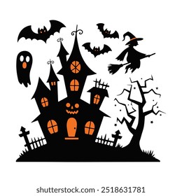 Halloween decorations Vector silhouette Png