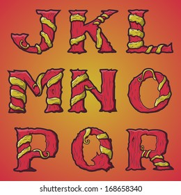 Halloween decorative alphabet - Tree & roots letters, font. Vector Illustration.