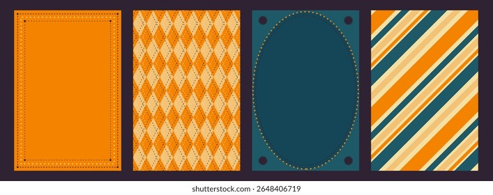 fundos decorativos de Halloween, quadros e capas. Conjunto de cartazes sazonais assustadores com espaço para cópia e lugares para textos e imagens em cores estéticas. Ilustração vetorial, cenários abstratos. 