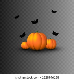 Halloween. Decorative Elements For The Holiday Halloween. Pumpkin, Bats. PNG. PNG Pumpkin.