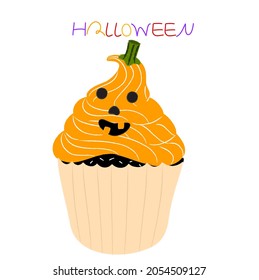 Halloween delicious pumpkin shaped cup cake