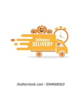 Halloween delivery icon. Flat vector illustration.
