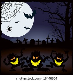 Halloween demonic night, vector illustration