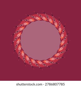 Halloween demonic reign wreath circular frame in hellfire red, blood moon, vampire heart, infernal purple