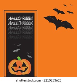 Halloween design, background, bats and pumpkin, orange