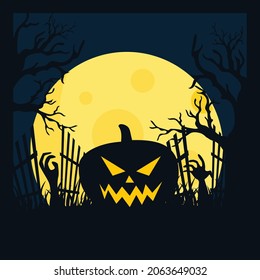 Halloween design background with pumpkin and dark theme design.