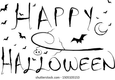 halloween design  black and white illustration for print