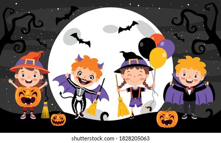 Halloween Design With Cartoon Character