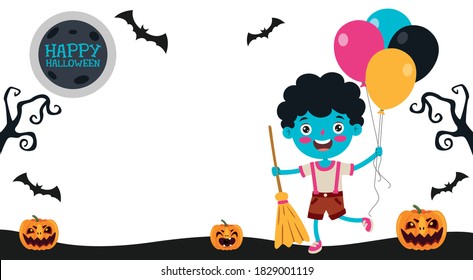 Halloween Design With Cartoon Character