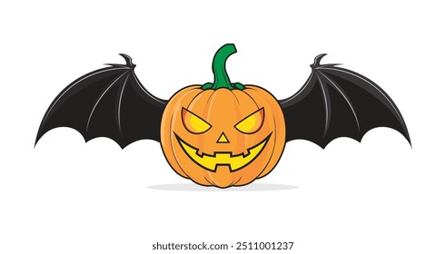 Concepto de diseño de Halloween con Jack o Lantern con alas de murciélago