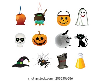Halloween design element icon set. Halloween icons and symbols.