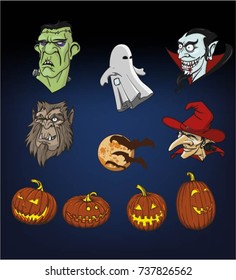 Halloween design element icon set