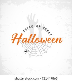Halloween Design Element with Zombie Hands and Spider Net for Parties, Greeting Cards and Invitations