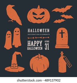 Halloween design elements for decorating flyers, posters, greeting cards and banners.