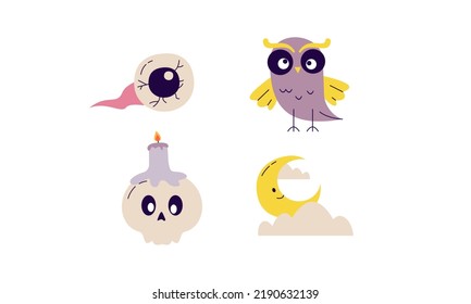 Halloween Design Elements Flat Doodle