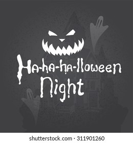 Halloween design elements. Hand drawn lettering on chalkboard