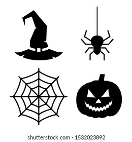 Halloween design elements on white background