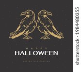 Halloween Design Elements Set. Hand Drawn Cartoon Doodles. Vector illustration. Template social madia post
