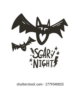 Halloween Design Elements Set. Hand Drawn Cartoon Doodles. Vector illustration. Colored typography poster. Template social madia post. Cute design for greeting card, sticker, party invitation.