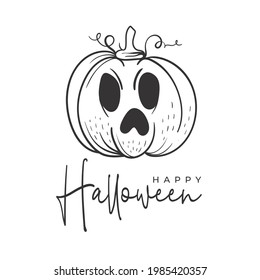 Halloween Design Elements Set. Hand Drawn Cartoon Doodles. Vector illustration. Template social madia post