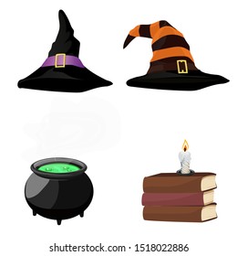 Halloween. Design elements. Set of the witch. Vector illustration. Isolated on a white background.