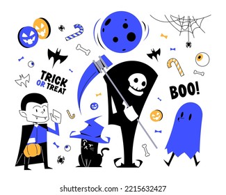 Halloween Design Elements, Vector set of Halloween characters.