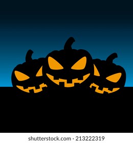 Halloween design over blue and black background, vector illustration