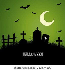 Halloween design over green background,vector illustration