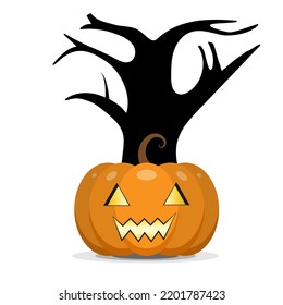 halloween design pattern of pumpkin orange haloween  and tree