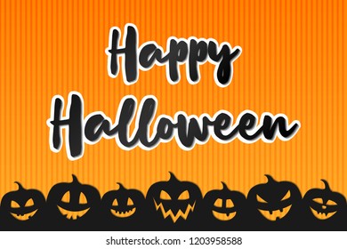 Halloween - design of poster with silhouettes of pumpkins. Vector.