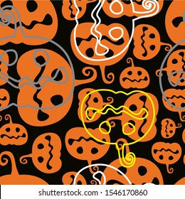 halloween design. Seamless pattern design with cute halloween pumpkin.