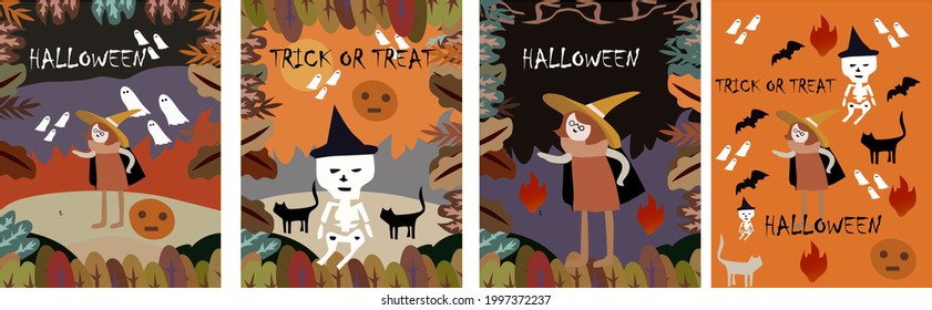 Halloween design set. Halloween designs for cards, greetings, websites, social media, advertisements and your other business