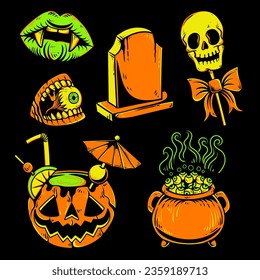 halloween design set element, halloween collection, set of happy halloween