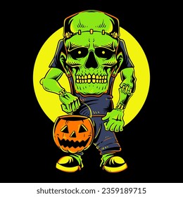 halloween design set element, halloween collection, frankenstein vector