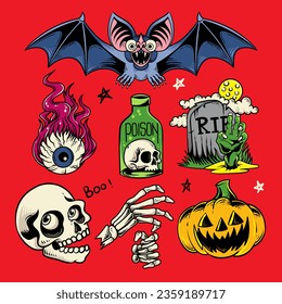 halloween design set element, halloween collection, set of happy halloween