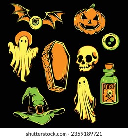 halloween design set element, halloween collection, set of happy halloween