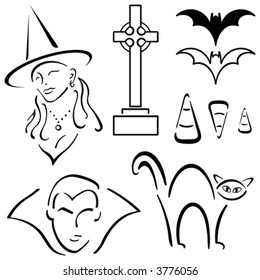 Halloween Design Set – Witch, Vampire, cat etc