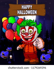 Halloween Design template with clown with balloons.