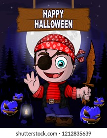 Halloween Design template with Pirate.