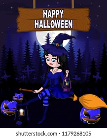 Halloween Design template with witch.