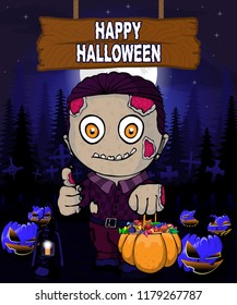 Halloween Design template with zombie.