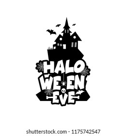 Halloween design with typography and white background vector 