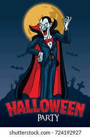 halloween design of vampire with graveyard background