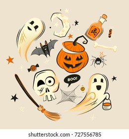 Halloween design vector decorations and characters.